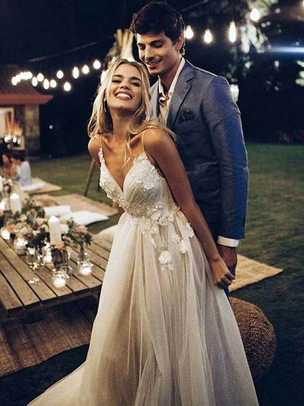 Weekend Special Backless Wedding Dresses Aline Deep V Spaghetti Straps Simple Open Back Bridal Gown JKW312 Weekend Special Backless Wedding Dresses Aline Deep V Spaghetti Straps Simple Open Back Bridal Gown JKW312