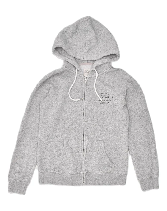 Price Buster slim fit hoodieJACK WILLS Womens Zip Hoodie Sweater UK 12 Medium Grey