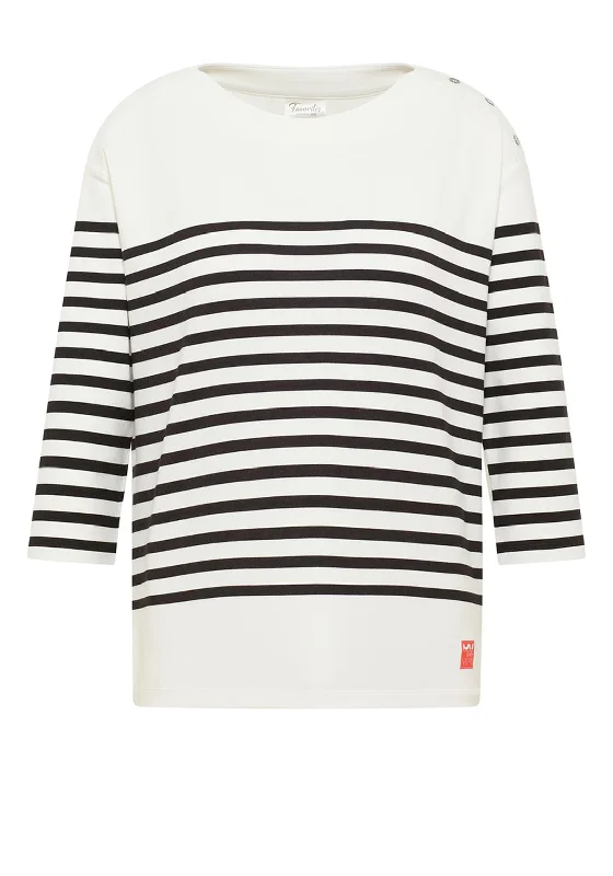 stylish pullover hoodieBarbara Lebek Stripe Pring Sweatshirt, White & Black