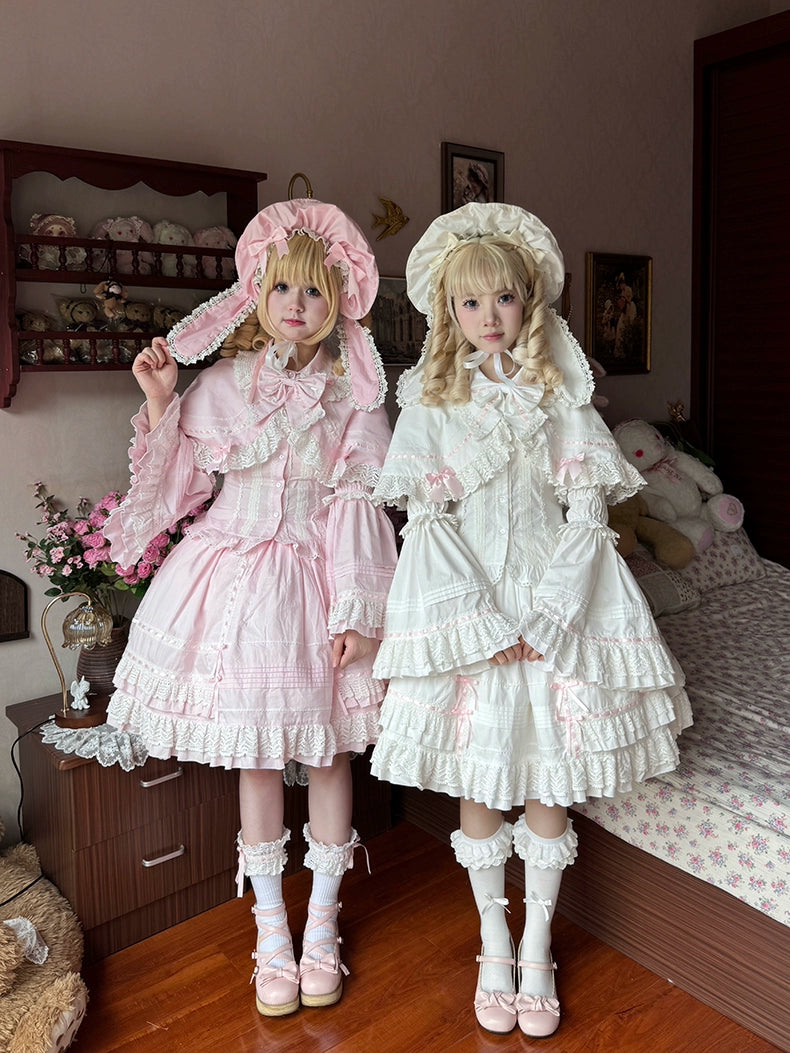 Deal Mania ruched dressAerialCat~Praying Snowfall~Old School Lolita Skirt Suit Cape Princess Sleeve Shirt