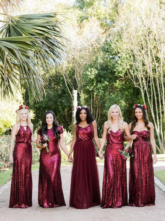 Flash Deals Burgundy Bridesmaid Dresses Simple Sequin Lace V-neck Open Back Bridesmaid Dresses JKB081 Flash Deals Burgundy Bridesmaid Dresses Simple Sequin Lace V-neck Open Back Bridesmaid Dresses JKB081