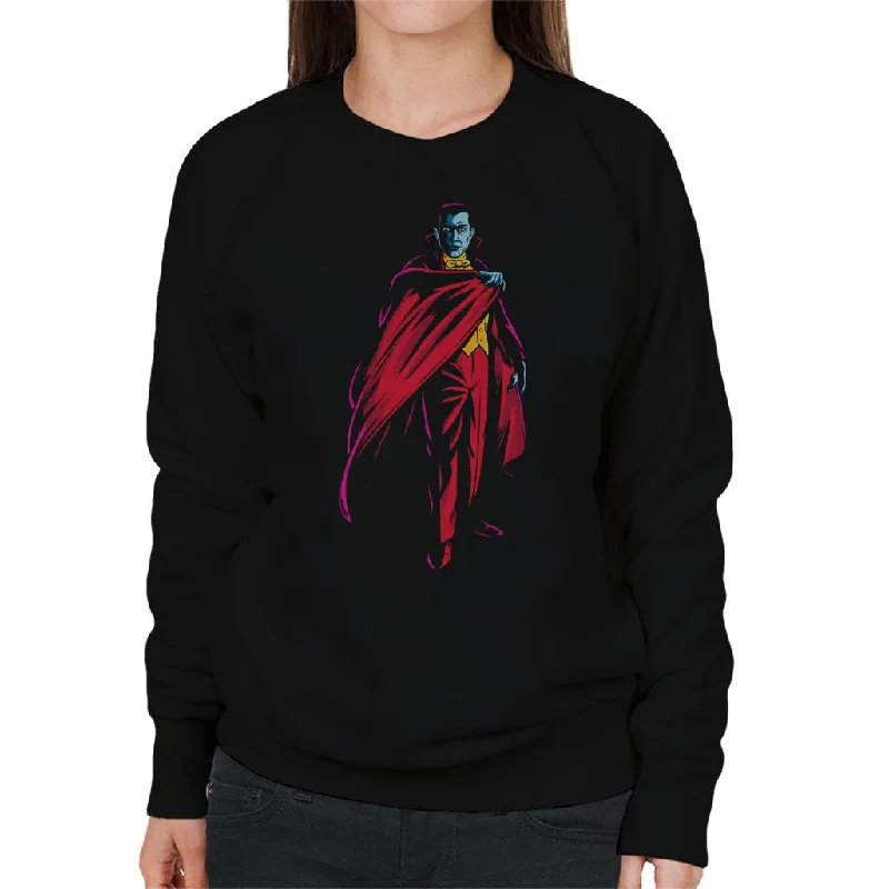 relaxed fit sports hoodieDracula Cape Pose Dark Blood Illustration Women's Sweatshirt