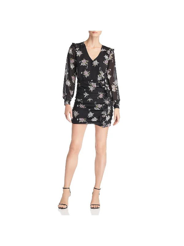 Stock Clearance silk dressAnthea Womens Floral Print Ruched Party Dress