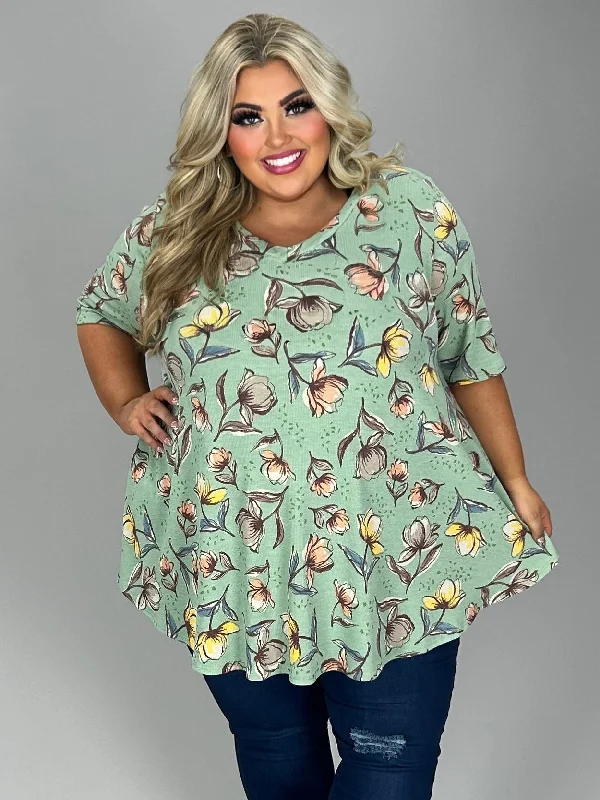 trendy bodycon dress59 PSS [Southern Special} Mint Floral Waffle Knit Tunic EXTENDED PLUS SIZE 3X 4X 5X