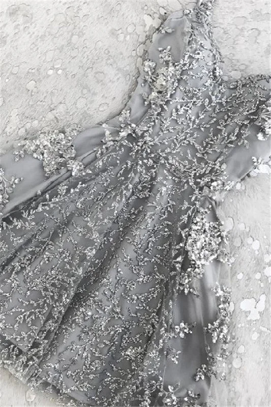 Online Exclusive Appliques Silver Short Homecoming Dresses Beads Hoco Dress On Sale Online Exclusive Appliques Silver Short Homecoming Dresses Beads Hoco Dress On Sale