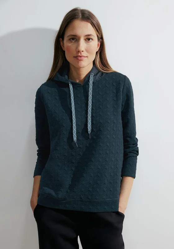 Overstock cool graphic hoodieCecil Jacquard Drawstring Sweatshirt, Strong Petrol Blue