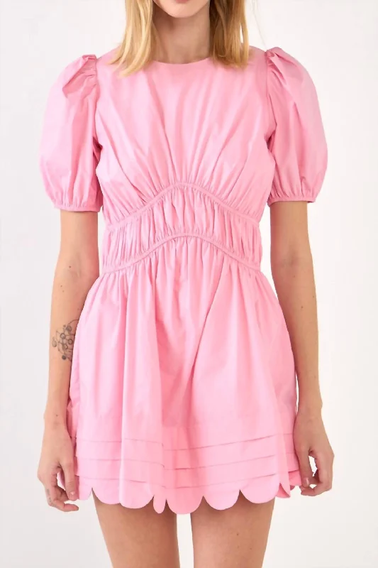 pleated dressScallop Detail Mini Dress In Pink