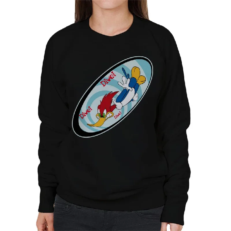 comfy workout wear hoodieWoody Woodpecker Dive Dive Dive Women's Sweatshirt