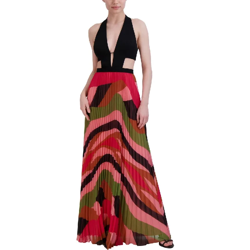 silk dressBCBGMAXAZRIA Womens Full Length Halter Maxi Dress