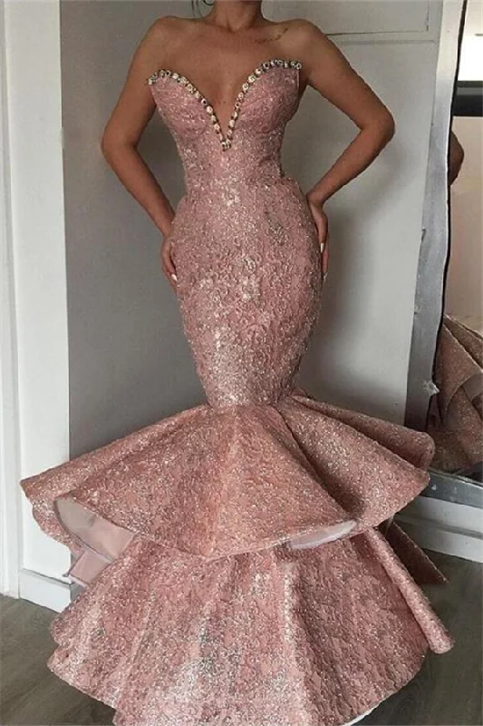 Weekend Deal Luxurious Mermaid Sweetheart Crystal Prom Dresses Evening Gowns