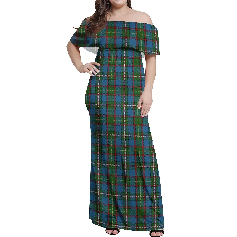 Early Access Tait Tartan Off Shoulder Long Dress