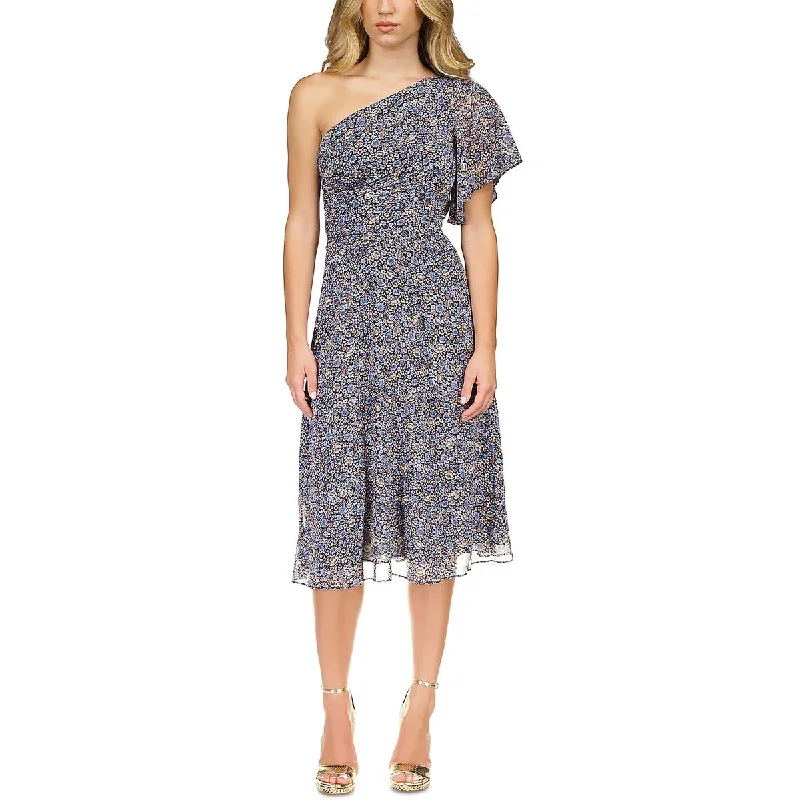 formal dressMICHAEL Michael Kors Womens Floral One Shoulder Midi Dress