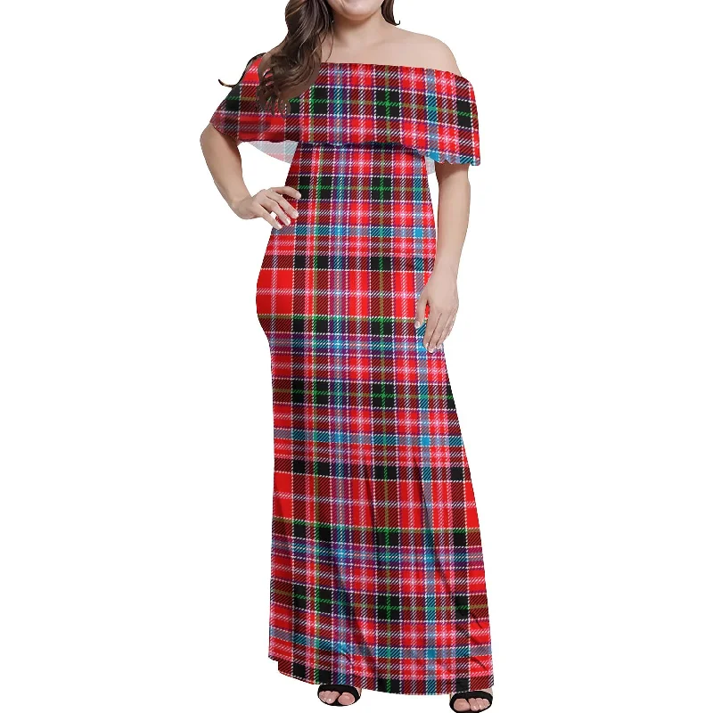 Big Discounts Straiton Tartan Off Shoulder Long Dress