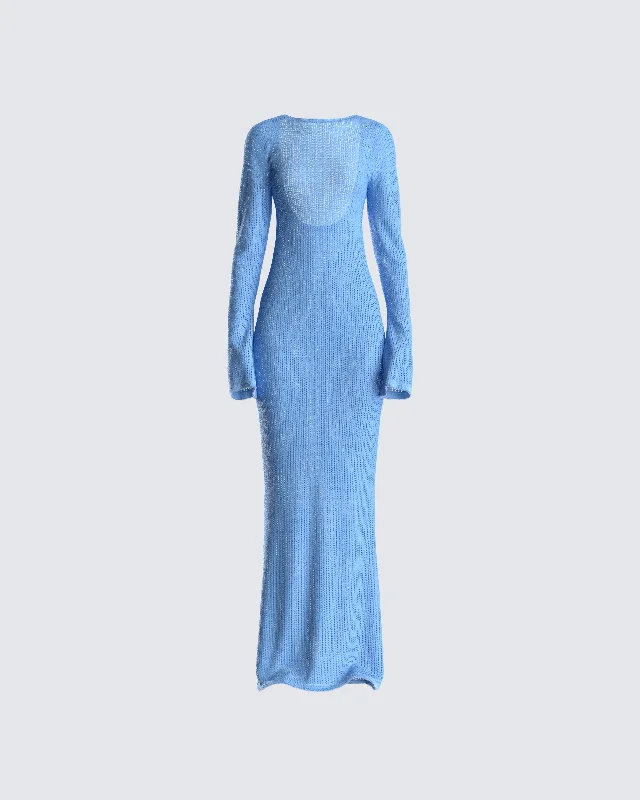 Act Fast lace-up dressOren Blue Sweater Knit Dress
