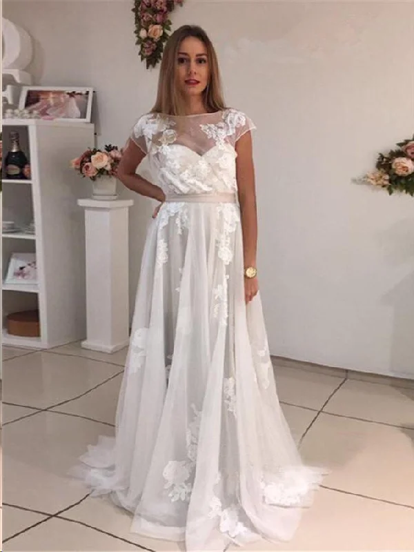 Overstock Beautiful Prom Dresses A Line Bateau Appliques Ivory Short Train Long Prom Dress JKL1166 Overstock Beautiful Prom Dresses A Line Bateau Appliques Ivory Short Train Long Prom Dress JKL1166