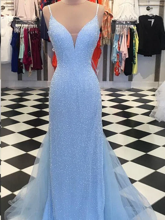 Discount Deals Open Back Prom Dresses Spaghetti Straps Sheath Sparkly Beading Long Prom Dress JKL1231 Discount Deals Open Back Prom Dresses Spaghetti Straps Sheath Sparkly Beading Long Prom Dress JKL1231