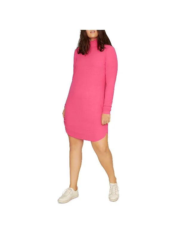 Can't Be Beat satin midi dressPlus Womens Ribbed Mock Neck Casual Dress