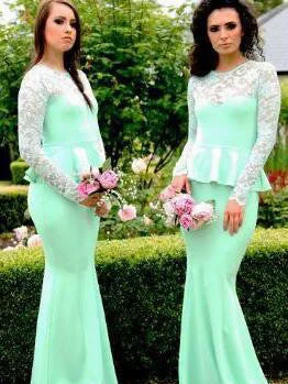 Super Sale Bridesmaid Dresses Lace Long Sleeve Sage Mermaid Bridesmaid Dresses #JKB013 Super Sale Bridesmaid Dresses Lace Long Sleeve Sage Mermaid Bridesmaid Dresses #JKB013