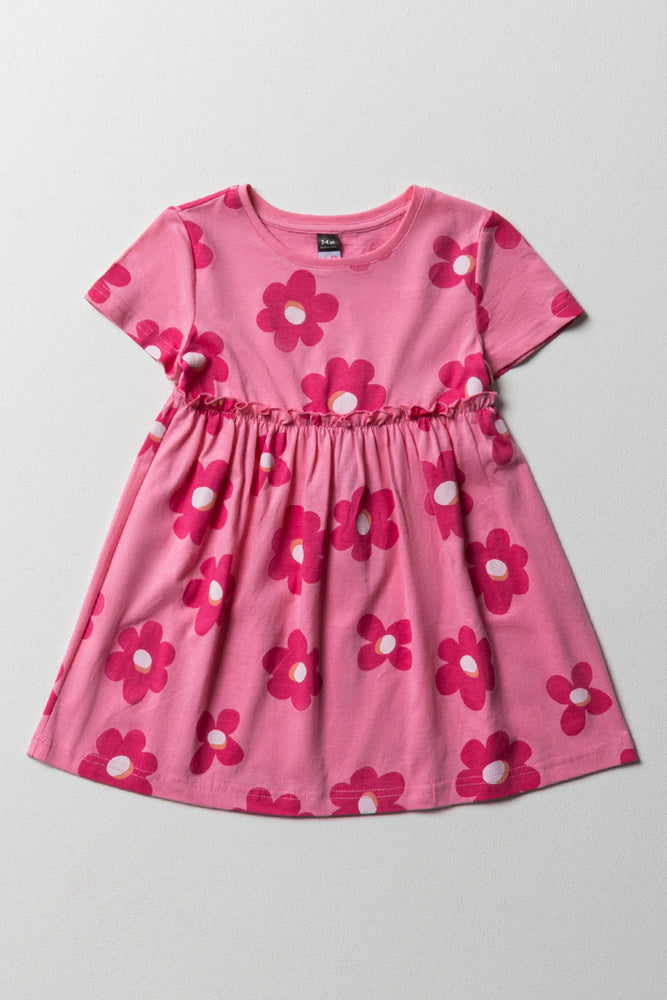 Steals and Deals casual midi dressFloral Short Sleeve T-Shirt Dress Dark Pink