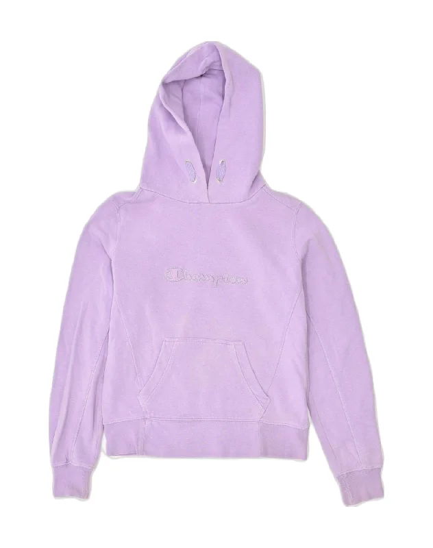 Weekend Flash Sale zip-up hoodie for gymCHAMPION Womens Graphic Hoodie Jumper UK 8 Small Purple Cotton