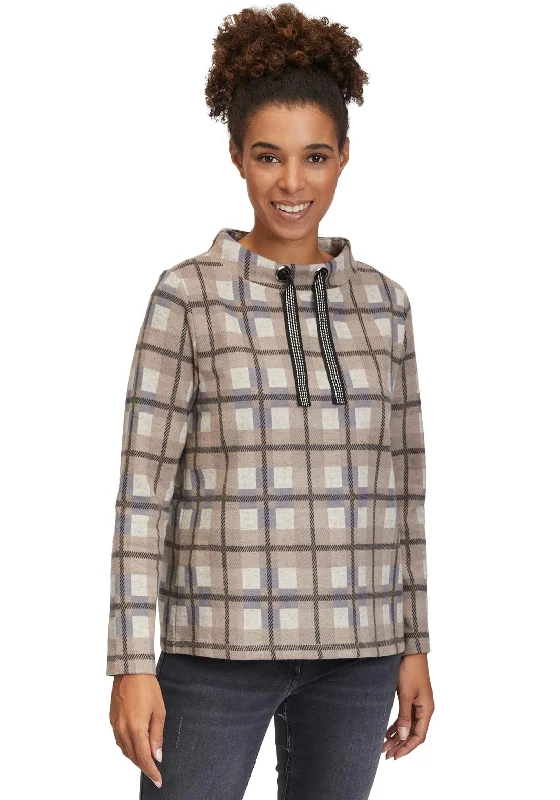 Low Prices casual fit hoodieBetty Barclay Check Drawstring Sweatshirt, Grey