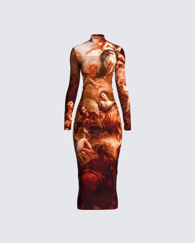 Discount Deals vintage dressGwen Renaissance Print Midi Dress