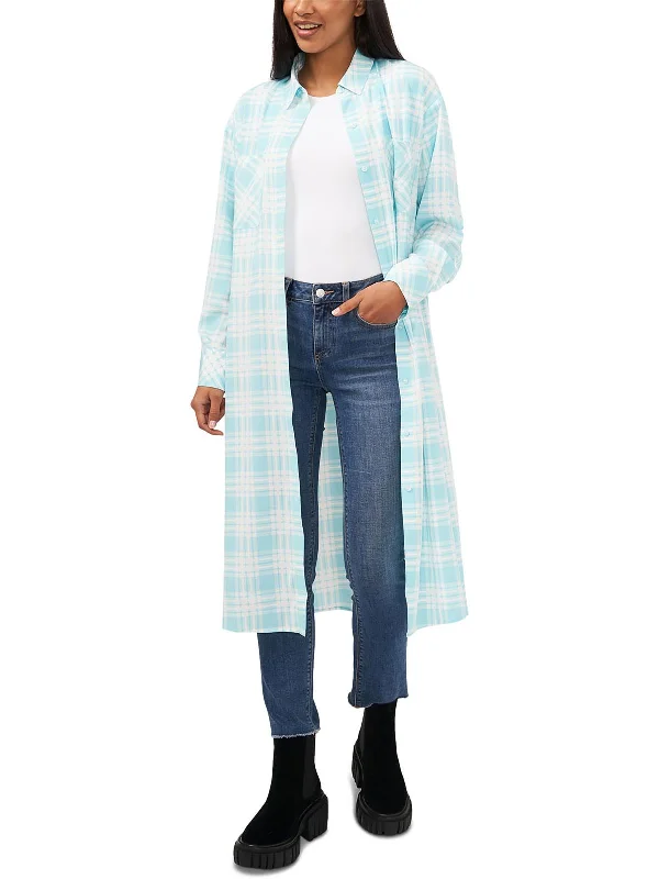 Super Sale minimalistic dressWomens Plaid Midi Shirtdress