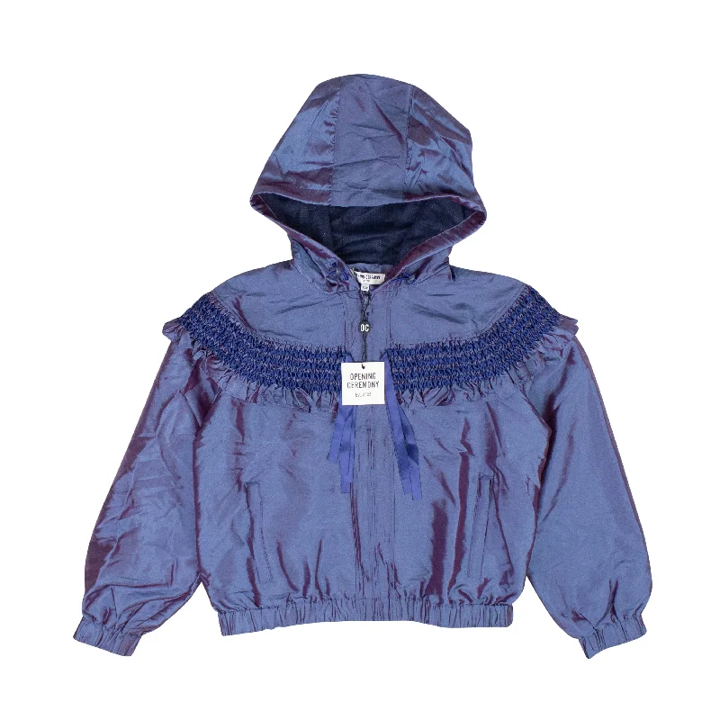 relaxed fit jacketOpening Ceremony DIRECTOIRE BLUE SMOCKED NYLON WINDBREAKER