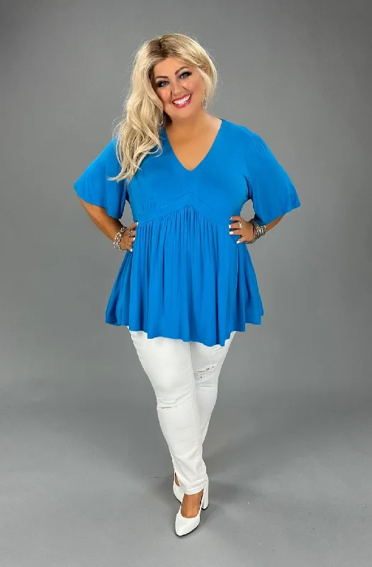 winter dress22 SSS {Catching Glances} Blue V-Neck Babydoll Tunic CURVY BRAND!!!  EXTENDED PLUS SIZE 2X 3X 4X 5X 6X (May Size Down 1 Size)