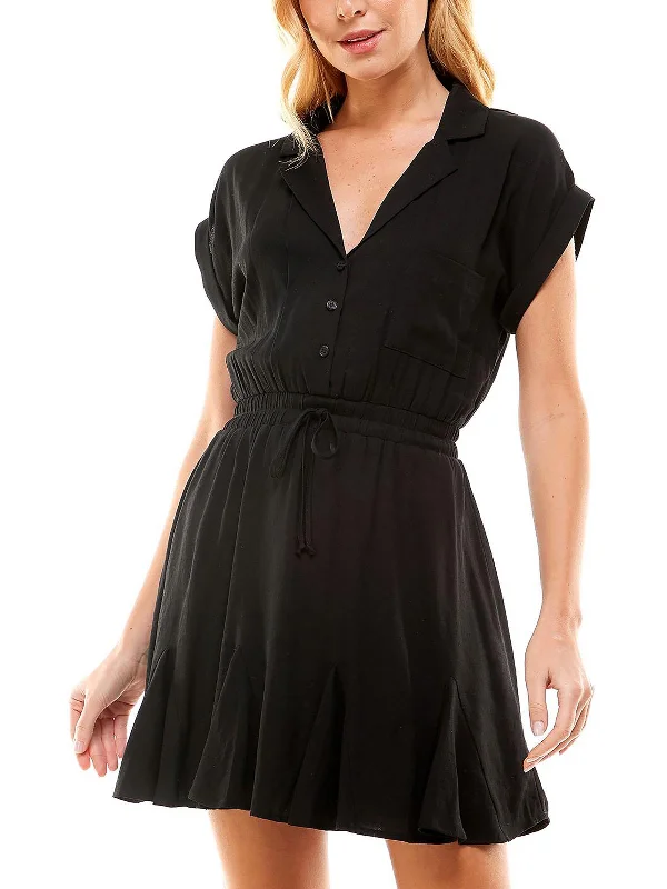 stylish party dressWomens V-Neck Knee Shirtdress