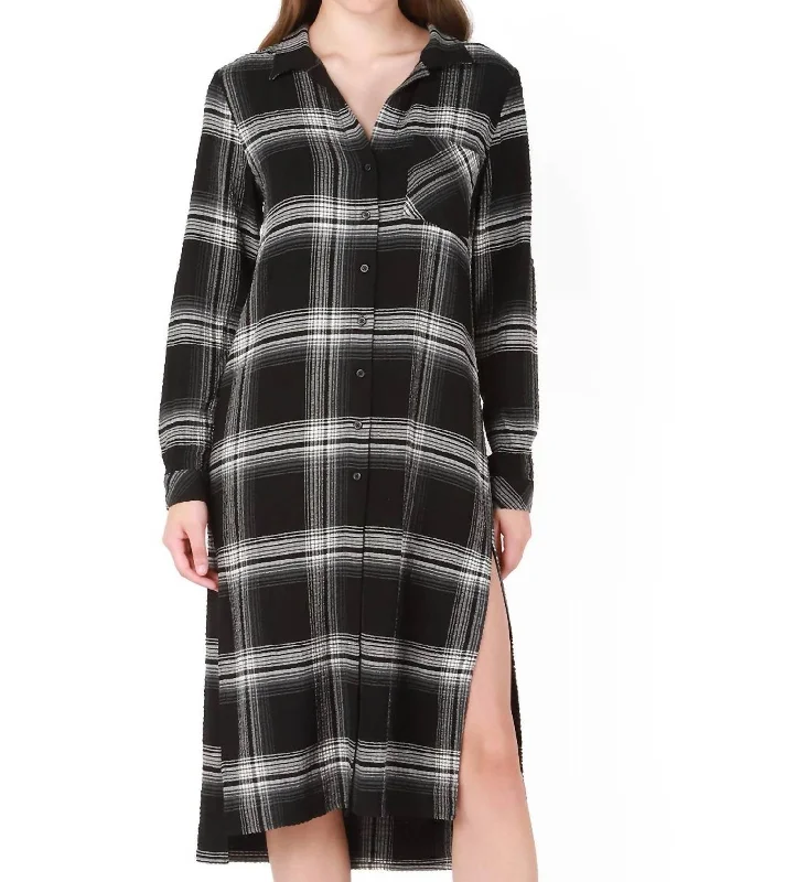 Price Blitz off-the-shoulder dressPlaid Midi Shirt Dress in Penthouse Plaid