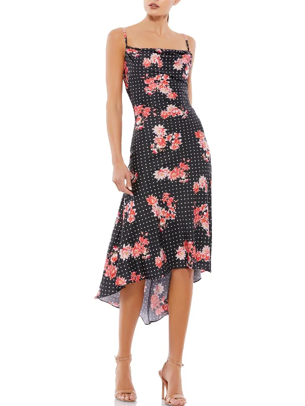 Instant Discount pleated maxi dressWomens Floral Print Hi-Low Midi Dress