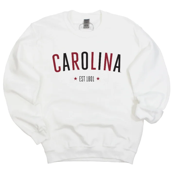 trendy casual jacketCarolina Star Arch Crewneck Fleece Pullover