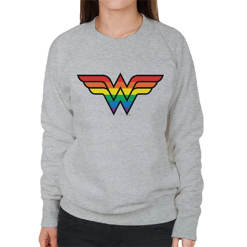 long-sleeve athletic hoodieWonder Woman Rainbow Logo Women's Sweatshirt