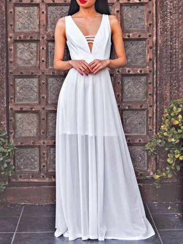 Epic Deals Cheap Prom Dresses A-line Straps Floor-length Ivory Chic Long Simple Prom Dress JKL1133