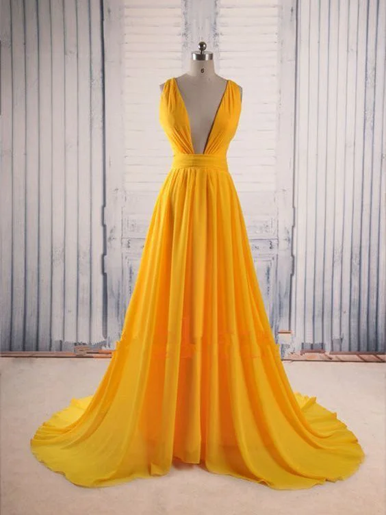 Hurry In Simple Prom Dresses Straps A-line Sweep Train Long Cheap Prom Dress JKL1036