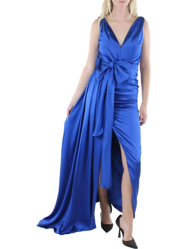 party dressWomens Satin Draped Evening Dress