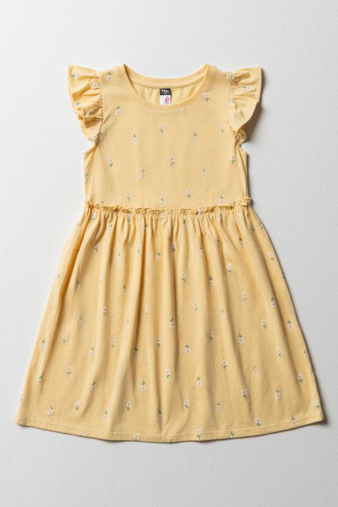Price Smash casual evening dressFloral Flutter Sleeve Dress Yellow