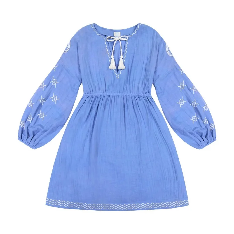 chic dressWomen's Elodie Embroidery Dress In Aegean Blue