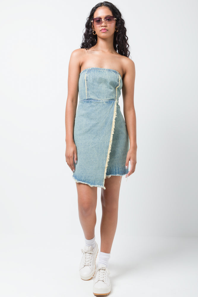 One-DAY Sale velvet dressDenim Bodycon Dress Blue