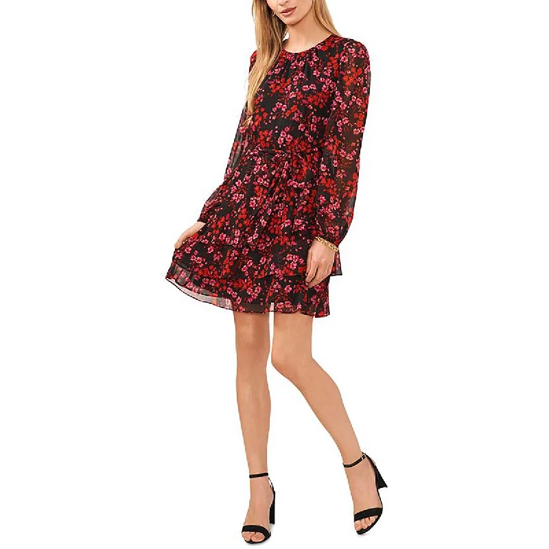 wrap-around dressMSK Womens Floral Print Chiffon Midi Dress