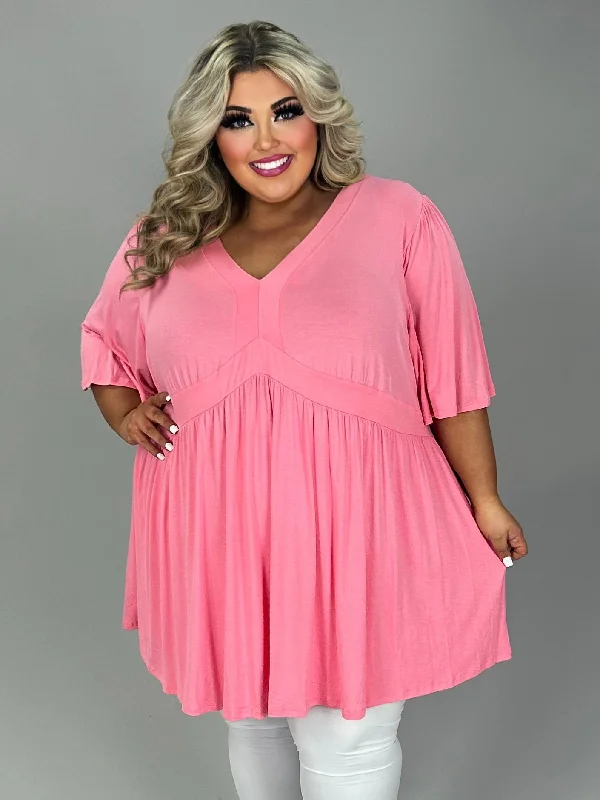 floral midi dress12 SSS {Catching Glances} Pink V-Neck Babydoll Tunic CURVY BRAND!!!  PLUS SIZE 2X (May Size Down 1 Size)