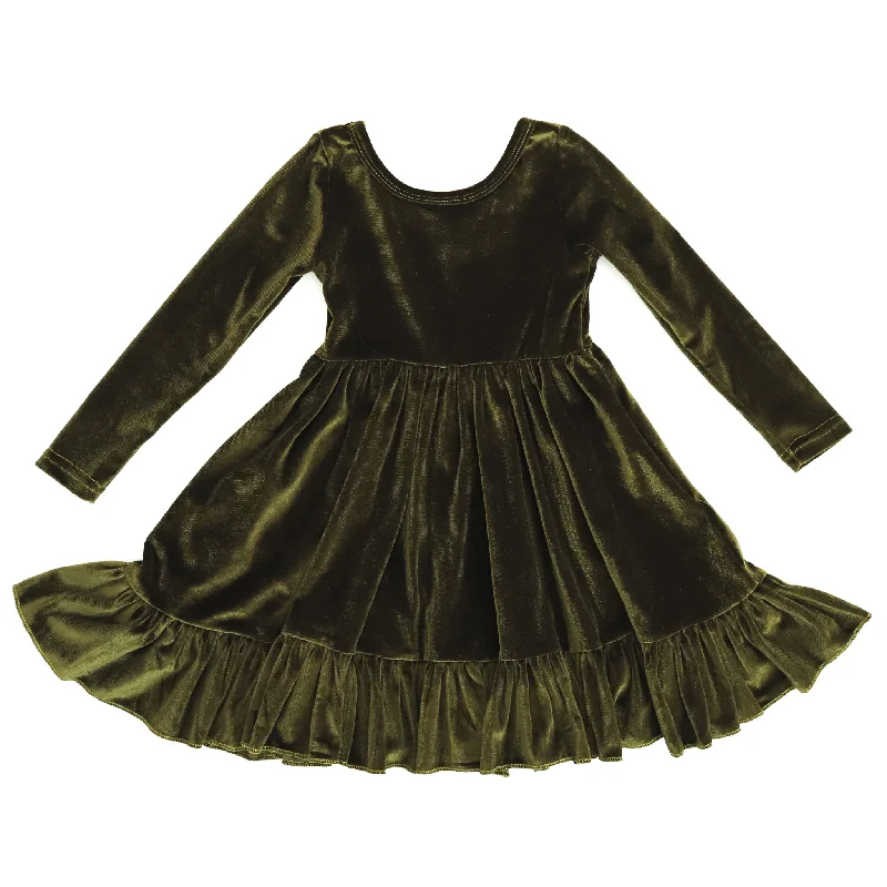 Seasonal Clearance one-shoulder dressMoss Velvet Charm Dress
