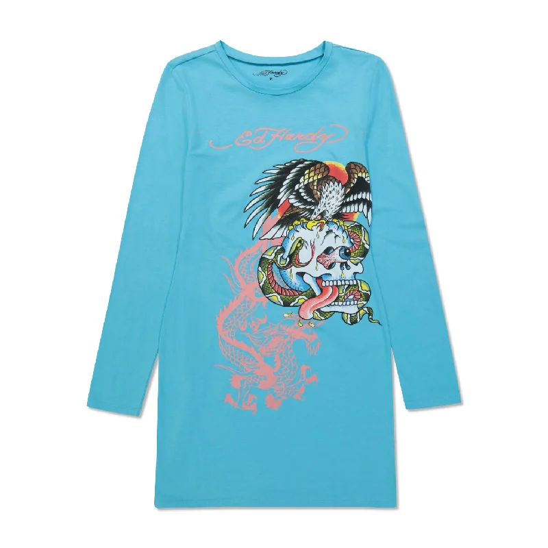 Members Only trendy dressBattle Skull Baby Tee Long Sleeve Dress