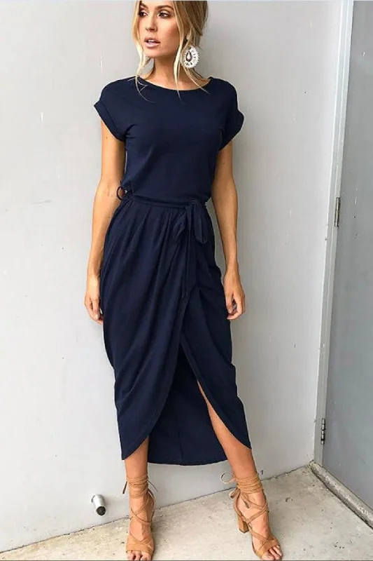 Take Advantage trendy dressSolid Color Strappy Irregular Dress
