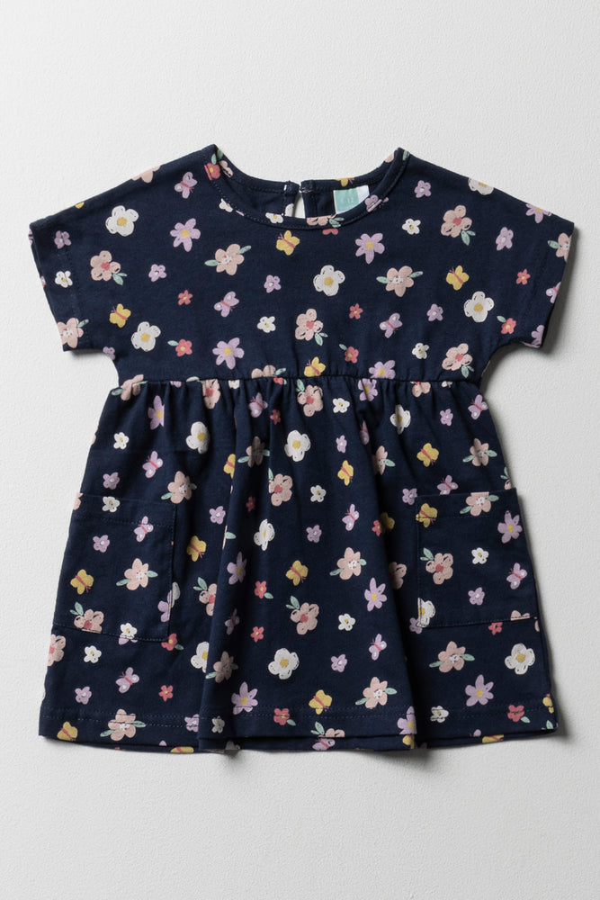 Final Clearance stylish party dressKnit Dress With Pockets Navy