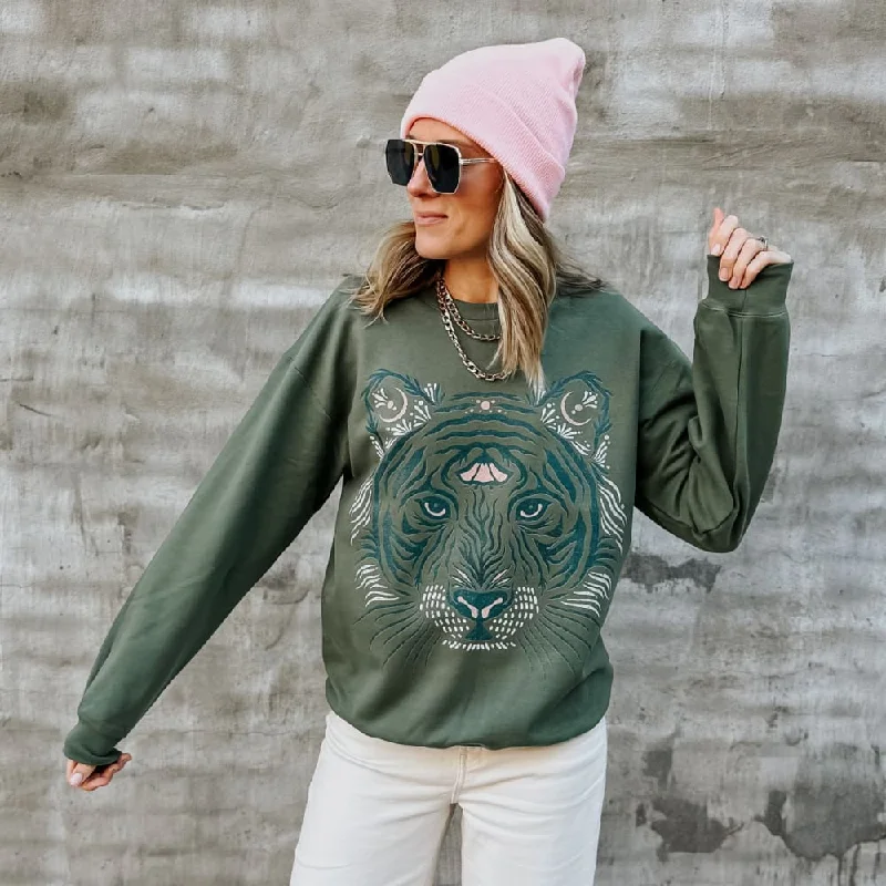 Take Advantage contemporary fitness sweatshirtTribal Tiger Crewneck