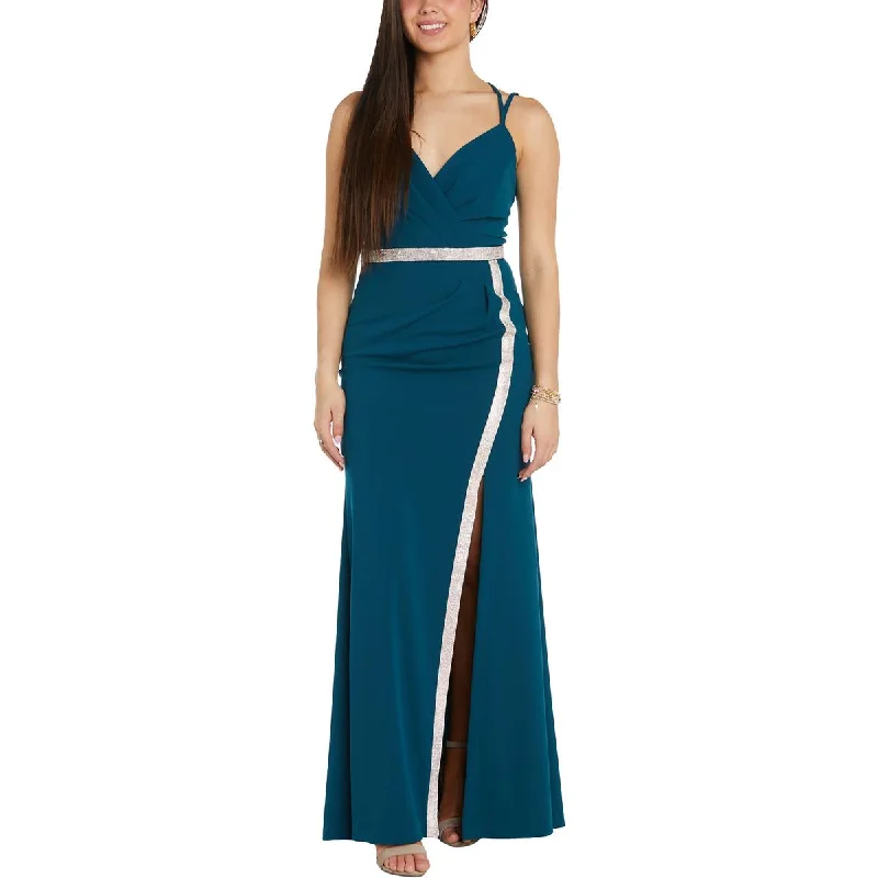 stylish dressNW Nightway Womens Crystal Trim Double V Evening Dress