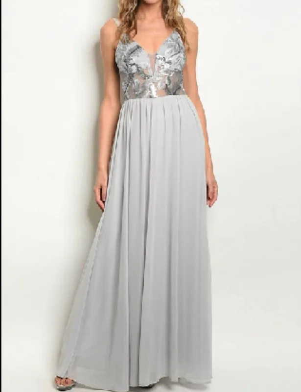 midi dressEmbroidered Grey Boho Maxi Dress