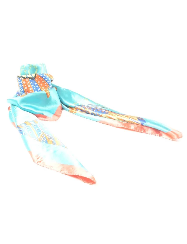 Seasonal Sale fitted trench coatTurquoise Butterfly Print Head Scarf - M